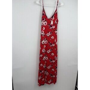NWT Joe Boxer Red Floral Sleeveless Maxi Dress S Beach Cruise Vacation Resort